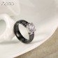 A&N New Arrival Ceramic Rings For Women Huge Zircon Cabochon Setting Black&White Ceramic Wedding Rings Cute Simple Unique Design