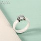 A&N New Arrival Ceramic Rings For Women Huge Zircon Cabochon Setting Black&White Ceramic Wedding Rings Cute Simple Unique Design