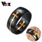 Vnox Separable Cross Ring for Men Woman Black Color Stainless Steel Cool Male Design Jewelry