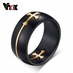 Vnox Separable Cross Ring for Men Woman Black Color Stainless Steel Cool Male Design Jewelry